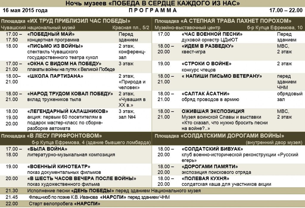 Программа на 16 мая
